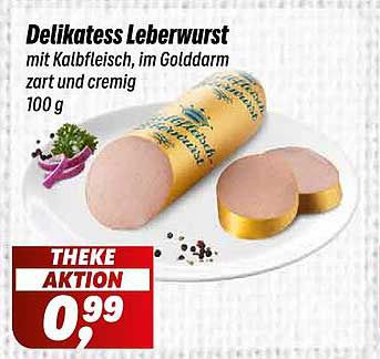 Delikatess Leberwurst mit Kalbfleisch, im Golddarm zart und cremig
