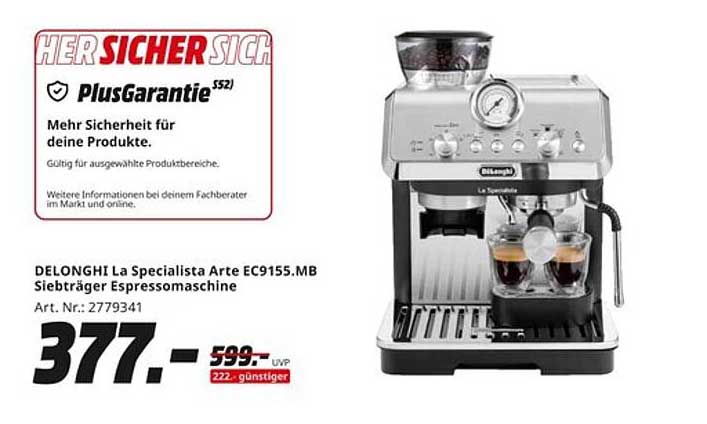 DELonghi La Specialista Arte EC9155.MB Siebträger Espressomaschine
