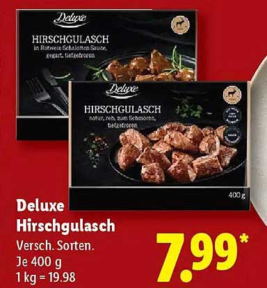 Deluxe Hirschgulasch – Verschiedene Sorten