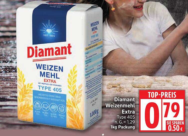 Diamant Weizenmehl Extra Type 405 1kg Packung