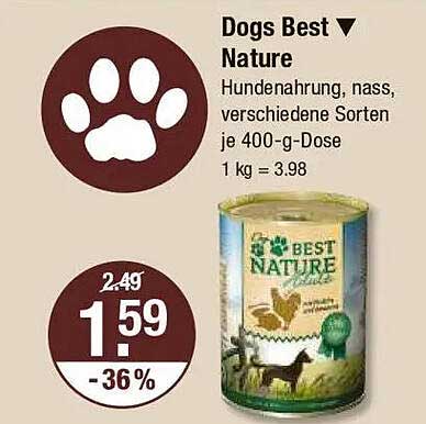 Dogs Best Nature Hundenahrung, nass, verschiedene Sorten, je 400-g-Dose