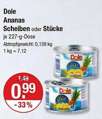 Dole Ananas Scheiben oder Stücke je 227-g-Dose