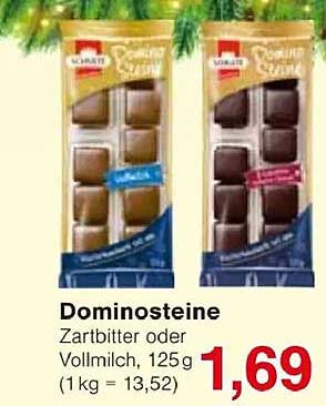 Dominosteine Zartbitter oder Vollmilch, 125g