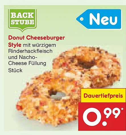 Donut Cheeseburger Style mit würzigem Rinderhackfleisch und Nacho-Cheese Füllung Stück