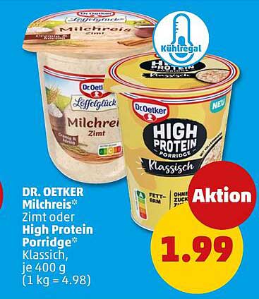 DR. OETKER Milchreis: Zimt oder High Protein Porridge Klassisch, je 400 g