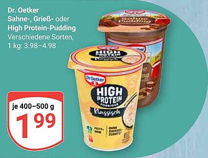 Dr. Oetker Sahne-, Grieß- oder High Protein-Pudding – verschiedene Sorten