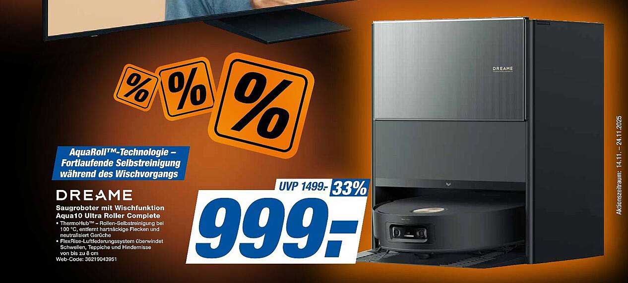 DREAME Saugeroboter mit Wischfunktion Aqua10 Ultra Roller Complete