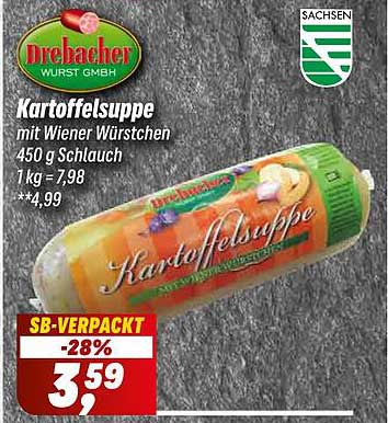 Drebacher Kartoffelsuppe mit Wiener Würstchen 450 g Schlauch