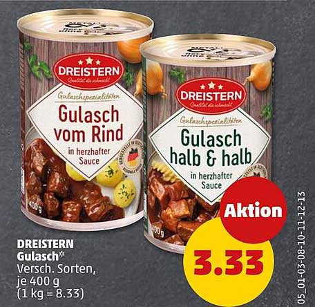DREISTERN Gulasch - Verschiedene Sorten, je 400 g