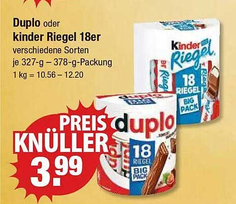 Duplo oder Kinder Riegel 18er - Preis Knüller!