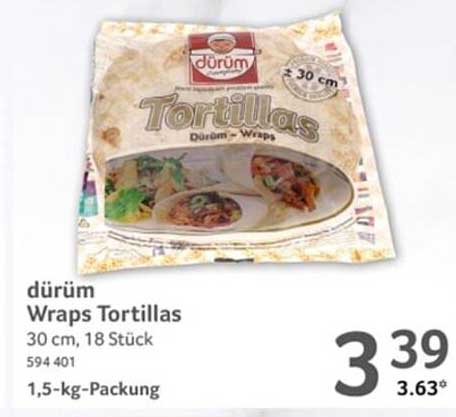 dürüm Wraps Tortillas 30 cm, 18 Stück