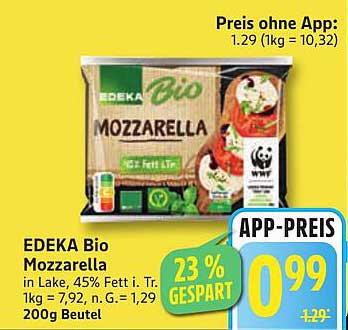 EDEKA Bio Mozzarella 200g Beutel