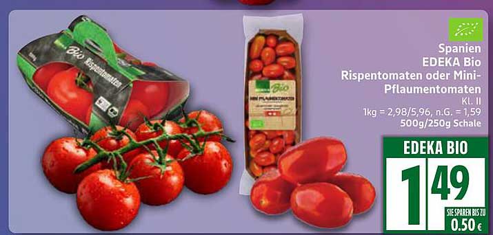 EDEKA Bio Rispetomaten oder Mini-Pflaumentomaten