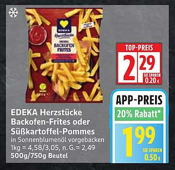 EDEKA Herzstücke Backofen-Frites oder Süßkartoffel-Pommes