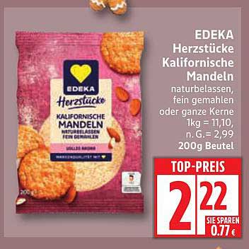 EDEKA Herzstücke Kalifornische Mandeln 200g Beutel