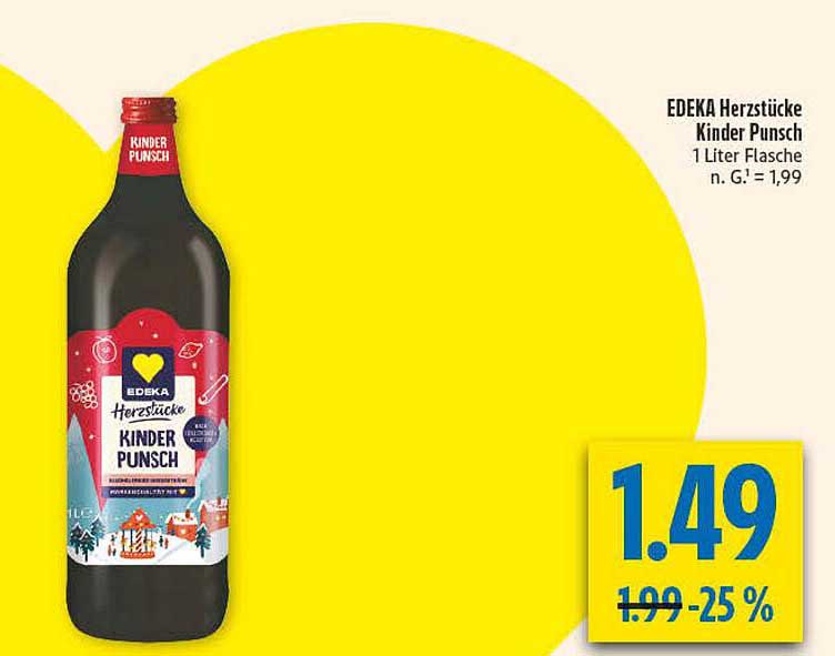 EDEKA Herzstücke Kinder Punsch 1 Liter Flasche