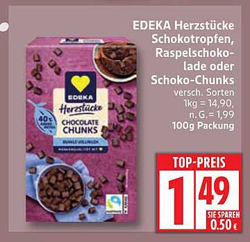 EDEKA Herzstücke Schokoladenchunks 100g