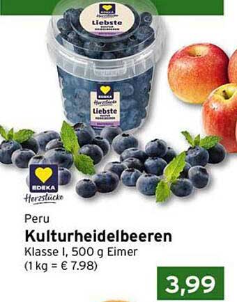 EDEKA Kulturheidelbeeren Klasse I, 500 g Eimer für nur 3,99 Euro