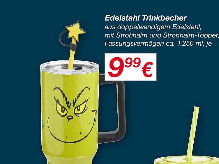 Edelstahl Trinkbecher mit Strohhalm und Strohhalm-Topper