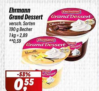 Ehrmann Grand Dessert 190 g Becher - verschiedene Sorten