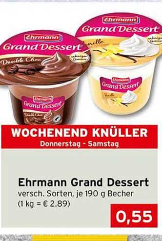 Ehrmann Grand Dessert - verschiedene Sorten, je 190 g Becher