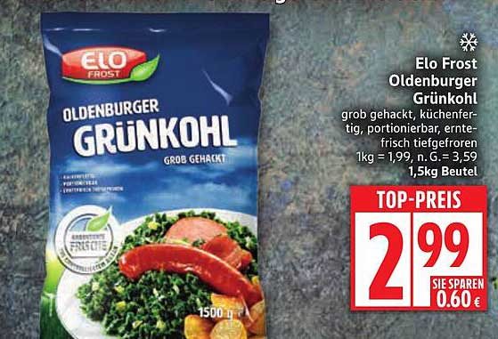 Elo Frost Oldenburger Grünkohl 1,5kg Beutel