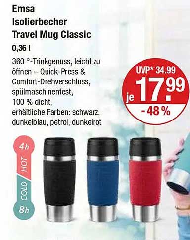 Emsa Isolierbecher Travel Mug Classic 0,36 l