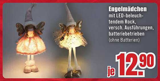 Engelmädchen mit LED-beleuchtendem Rock, versch. Ausführungen, batteriebetrieben (ohne Batterien)