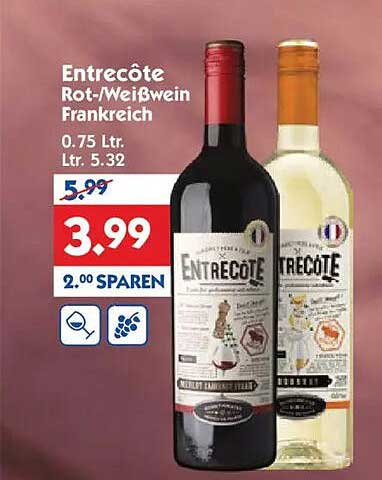 Entrecôte Rot- und Weißwein, Frankreich