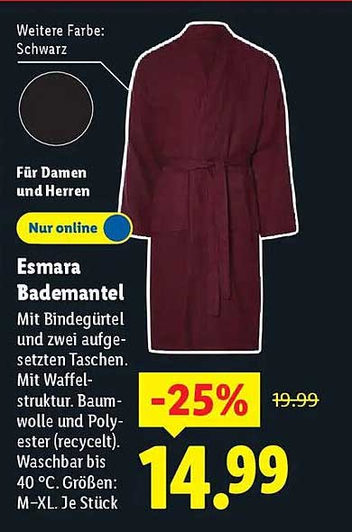 Esmara Bademantel für Damen und Herren