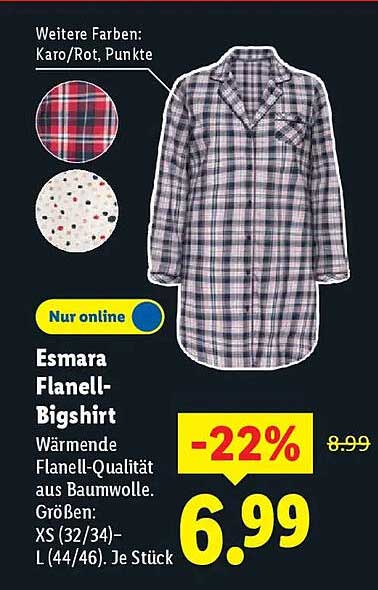 Esmara Flanell-Bigshirt