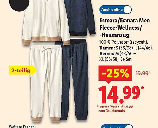 Esmara/Esmara Men Fleece-Wellness-Hausanzug 2-teilig