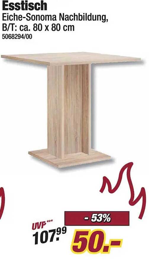 Esstisch Eiche-Sonoma Nachbildung, B/T: ca. 80 x 80 cm