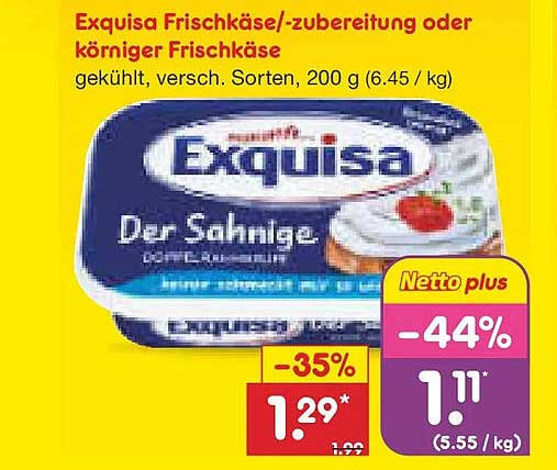 Exquisa Frischkäse/-zubereitung oder körniger Frischkäse, 200 g