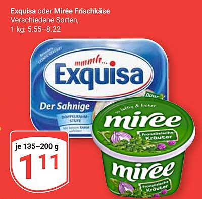 Exquisa oder Miréé Frischkäse - Verschiedene Sorten