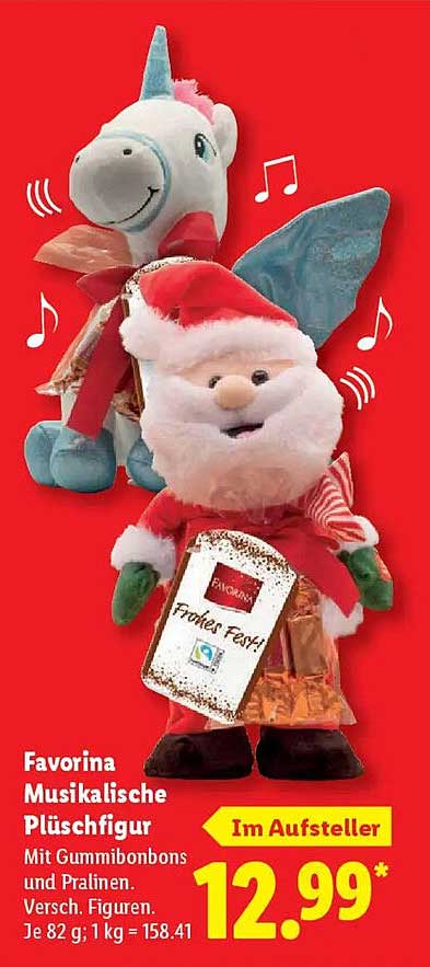 Favorina Musikalische Plüschfigur mit Gummibons und Pralinen