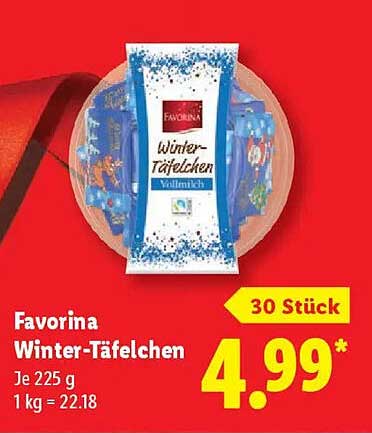 Favorina Winter-Täfelchen 225 g - 30 Stück