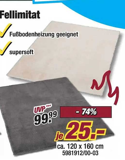 Fellimitat - Supersoft und Fußbodenheizung geeignet
