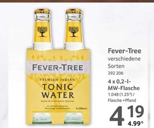 Fever-Tree Tonic Water (verschiedene Sorten) 4 x 0,2l