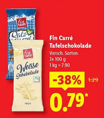 Fin Carré Tafelschokolade - Verschiedene Sorten