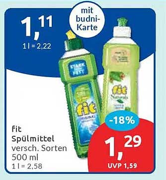 fit Spülmittel 500 ml, verschiedene Sorten