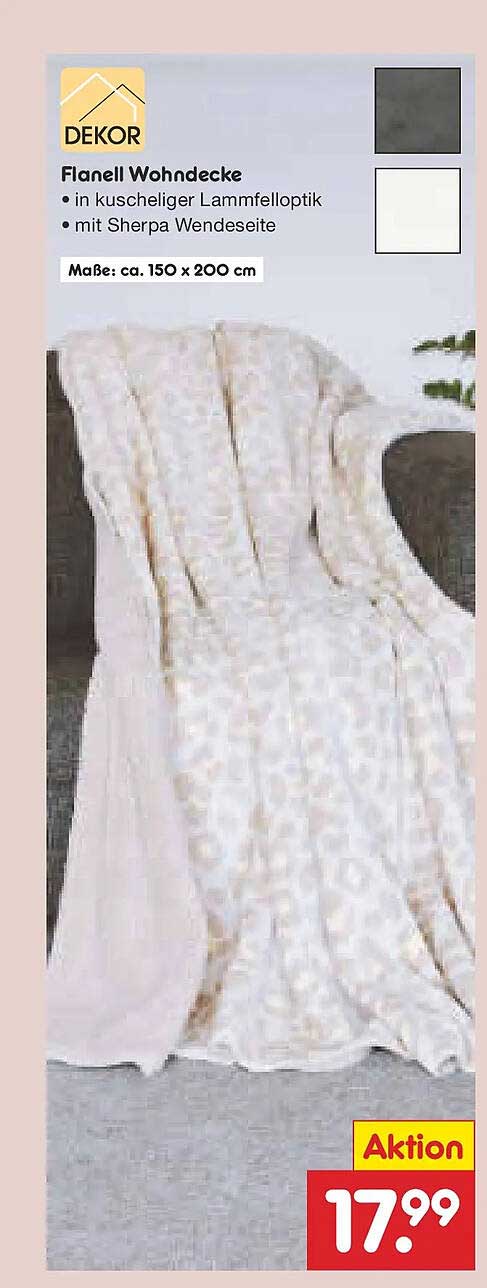 Flanell Wohndecke in kuscheliger Lammfelloptik mit Sherpa Wendeseite