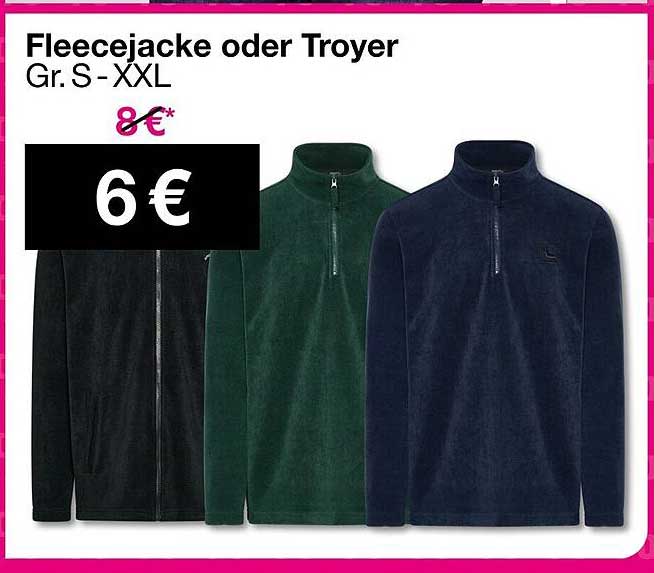 Fleecejacke oder Troyer in den Größen S - XXL