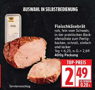 Fleischkäsebrät roh vom Schwein - 400g Packung