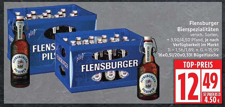 Flensburger Bierspezialitäten 16 x 0,5 l und 20 x 0,33 l