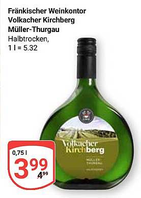 Fränkischer Weinkontor Volkacher Kirchberg Müller-Thurgau Halbtrocken