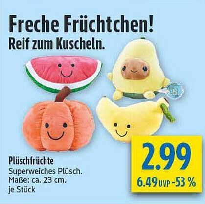 Freche Früchtchen! Plüschfrüchte – Reif zum Kuscheln