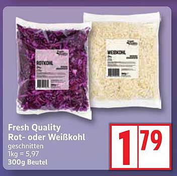 Fresh Quality Rot- oder Weißkohl 300g Beutel