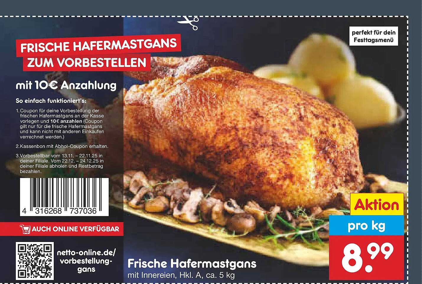 Frische Hafermastgans zum Vorbestellen