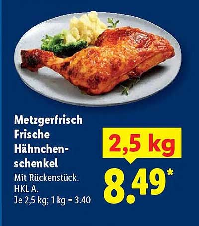 Frische Hähnchenschenkel mit Rückenstück – 2,5 kg für nur 8,49 €